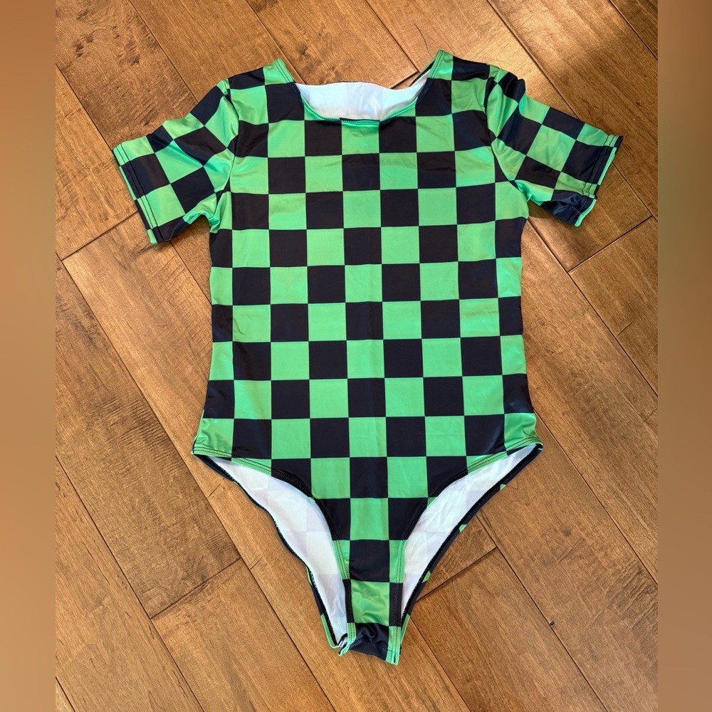 Green and Black Checkered Bodysuit size M